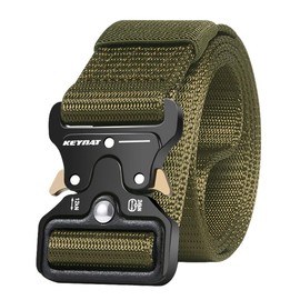Keynat Men’s Tactical Military Nylon Belt with Quick Release Metal Buckle Heavy Duty for Outdoors Work Sports 125 x 3.8 cm - 091 Green, size: 125