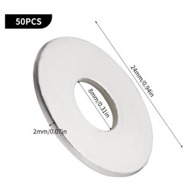 Pack of 50 large washers M8, Hoxfly M8 washers, stainless steel washers, flat washers, body washers, rust-proof washers for screws & nuts & threaded rod