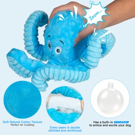 Dog Squeaky Toys Octopus-Tug of War Dog Toys for Large Breed Interactive Stuffed Plush Toys for Puppies Small & Large Dogs
