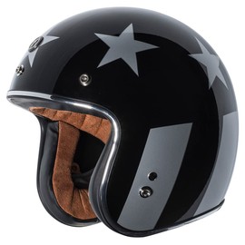 TORC Unisex-Adult Open-face-Helmet-Style T-50 3/4 Retro Motorcycle Helmet with Graphic Captain Vegas (Gloss Black,Small),1 Pack