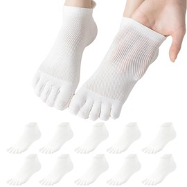 Risipu 5 paia di calzini con dita da uomo e da donna, 37-45, in cotone, traspiranti, per fitness, corsa, uso quotidiano, bianco, Taglia unica