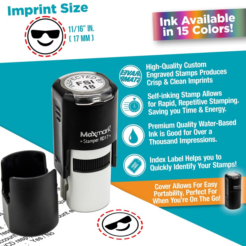 MaxMark Round Self Inking Emoji Stamp - Tongue - Pink