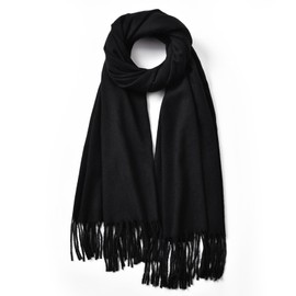 Clothirily Womens Winter Scarf - Fashion Scarf Shawl with Cashmere Feel, Warm Soft Blanket Scarf Pashmina Shawl and Wrap, Travel Office Winter Wedding, Evening Dresses Large Scarves gifts for women, Black