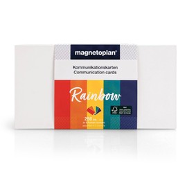 magnetoplan Communication Cards Set "Rainbow", 20 x 10 cm, Blank Index Cards in 5 Rainbow Colours, 120 g/m², Pack of 250 FSC Paper, Plastic-Free Packaging