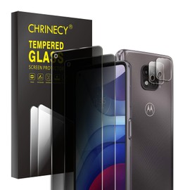 CHRINECY [4 Pack] 2 Pack Privacy Screen Protector for Motorola Moto G Power 2021 with 2 Pack Camera Lens Protector, 9H Hardness Tempered Glass Screen Protector, Anti Spy Anti Peeping