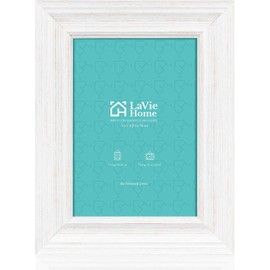 LaVie Home 5x7 Picture Frames (3 Pack, Distressed White Wood Grain) Rustic Photo Frame Set with High Definition Glass for Wall Mount & Table Top Display