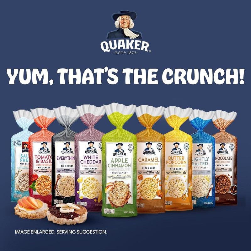 Quaker Large Rice Cakes, Everything Flavor, GLuten Free, Pack of
