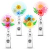 4 Pack Floral ID Reel Set Practical ID Badge Holders