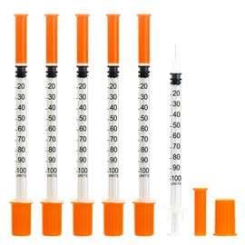 20 Pack 1ml Syringes with 30Gx8mm Plastic Multiple Uses Measuring Tools, Individually Wrapped
