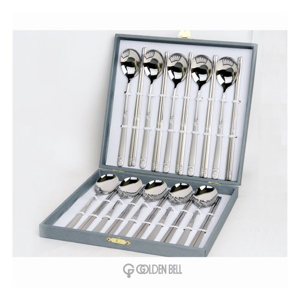 Golden Bell Yeonhwamun Sanding Spoon 10P / 골든벨 연화문 샌딩수저