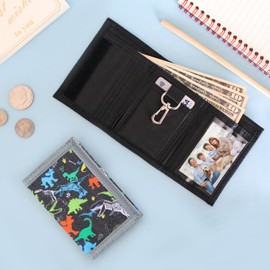 Lamiza Dinosaur Dino Kids Wallet for Boys, Little Boys Wallet for Kids w/Magic Sticker, Play Toddler Wallet for Boy w/Coin Pocket, RFID Wallet Kids Ages 4-5-6-7-8, Kid Wallet Boy Gifts for Kids