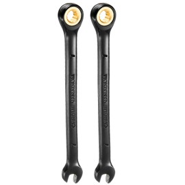 sourcing map 2Pcs Ratcheting Spanner 7mm Metric Open End Wrench 72-Teeth CR-V Steel 12 Point Nickel Plated Combination Ratchet Wrench for Fasteners Nut Bolt