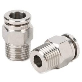 Pneumatic Push-in Fitting Stainless Steel V2A Plug Connection 3/8 Inch 6 mm 8 mm 10 mm 12 mm (3/8 Inch - 6 mm)