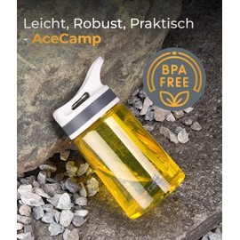 AceCamp Tritan Drinking Bottle, Sports Bottle, BPA-Free, for All Drinks, 2 x Spring Lids, Yellow, 350 ml