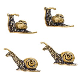 SUPERFINDINGS 4Pcs 2Styles Brass Snail Figurines Snail Small Statue Mini Vintage Snail Ornaments Antique Bronze Snail Decor for Home Offices Desktop Garden Yard Decoration