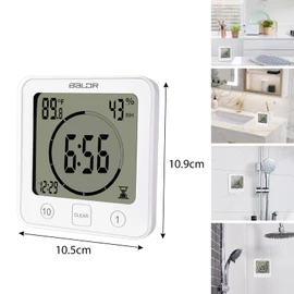 Trintion Shower Clock Waterproof Digital Bathroom Clock with Suction Cup Alarm Temperature Humidity Hygrometer Thermometer Countdown Timer for Bathroom Kitchen Mini Hanging Hole Stand Clock (White)