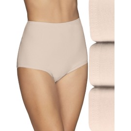 Vanity Fair Women's Perfectly Yours High Waisted Brief Panties, Cotton-3 Pack-Fawn, 10