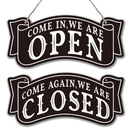 SUPERDANT Open Close Sign, Welcome Board, Entryway, Shop Sign Plate, Vintage Style, Wooden Sign, Black, Sign Board, Open Close, Closed, Double-Sided Sign Board, Stylish, Cafe, Restaurant, General