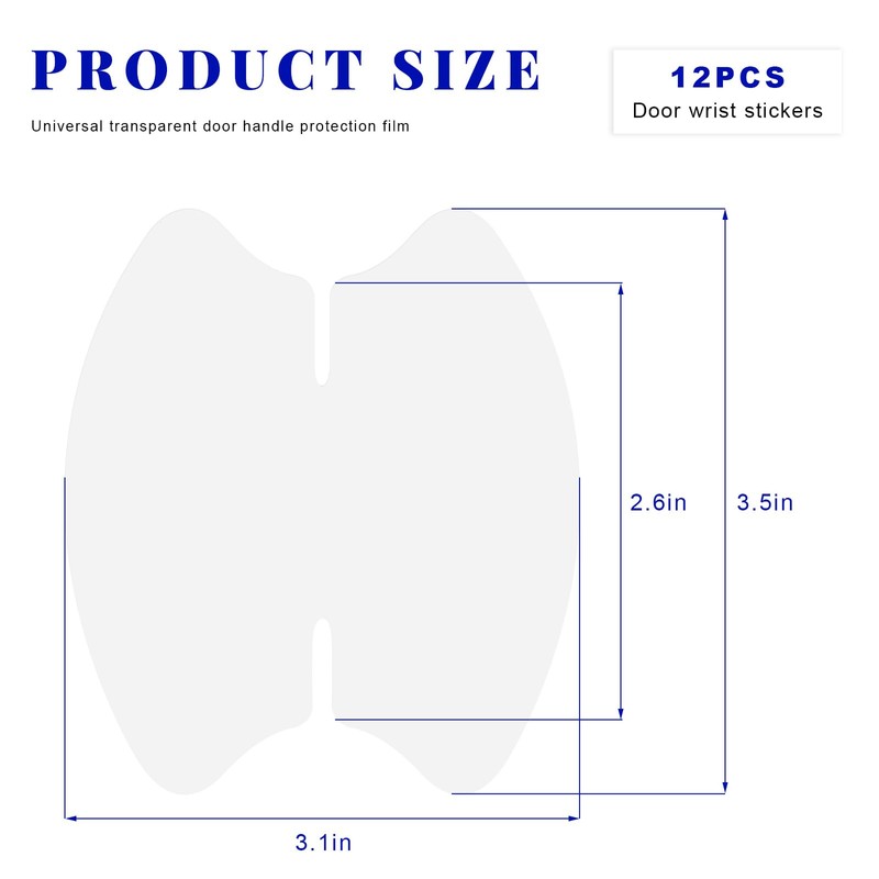 12PCS Car Door Handle Protector, Waterproof Anti-Scratch Film Clear Invisible
