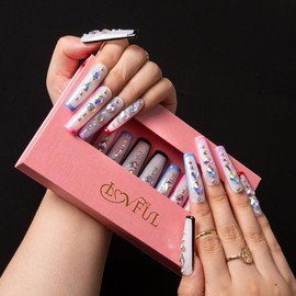 Lovful Square Mid Length 1 H23-H195 10Pcs Handmade Acrylic Press On Nails Fake Nails Nail Art Nail Care - Specification: H86, Nail Bed Size: Nail Bed: M