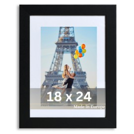 VictoR Richter Black Picture Frame with Mount 18 x 24 cm with 13 x 18 cm Mount Wooden Frame Frame 25 x 20 mm Black 18 x 24 cm