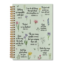 FITIE Christian Green Floral Spiral Notebook 5.5x8.3, Floral Scripture Journal, Christian Gifts for Women, Prayer Journal for Women, Bible Journaling Notebooks for Note Taking