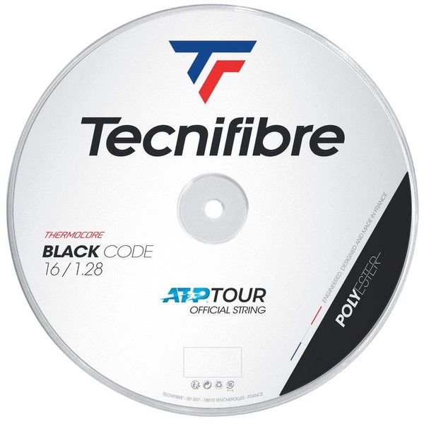 Tecnifibre Bobine 200M-BLACK Code 1.28 Cordage de Tennis Adulte Unisexe, Noir, Taille Unique