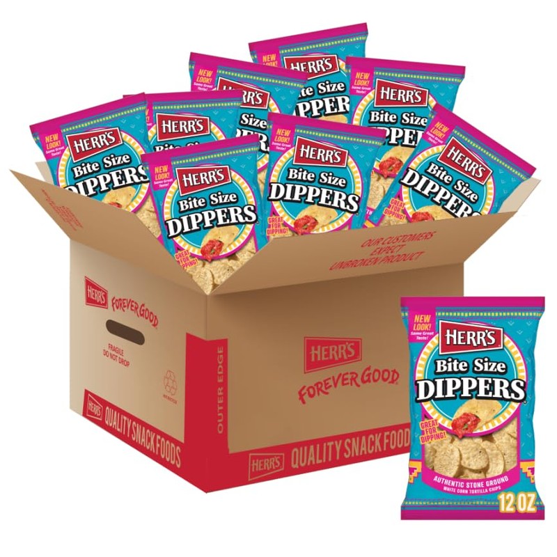 Herr's Dippers Tortilla Chips, 12 Ounce (Pack of 9 Bags)