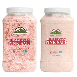 Himalayan Chef Himalayan Salt, Pink Salt, Fine and Coarse Grain Pink Salt, Pink Salt Organic 84 Minerals Fine and Coarse, 10lbs Plastic Jar