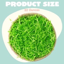 JOYIN 32oz Easter Grass, Pure Light Green Recyclable Paper Grass, Shred Raffia Crinkle Cut for Easter Egg Hunt, Party Bag Decor Favors, Gift Wrapping
