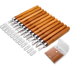 Gimars Carbon Steel Wood Carving Knife Kit with Reusable Pouch (Set of 12)