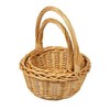 Woodluv Set of 2 Rnd Wicker Hamper Gift Basket With Long Carry Handles, Natural