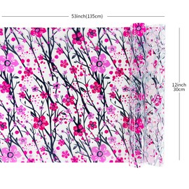 HYANG Little Flowers TPU Fabric Clear Jelly Vinyl Roll: 30cm x 135cm TPU Fabric For Making Handbags, Earrings, DIY Projects (Plum Blossom)