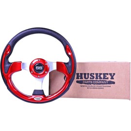 12.5" Red Golf Cart Steering Wheel W/Black Hub Adapter for EZGO TXT/RXV/Valor