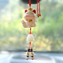 Car Hanging Accessories，Car fortune cat pendant decoration, car rearview mirror pendant decoration, Meaning a safe journey