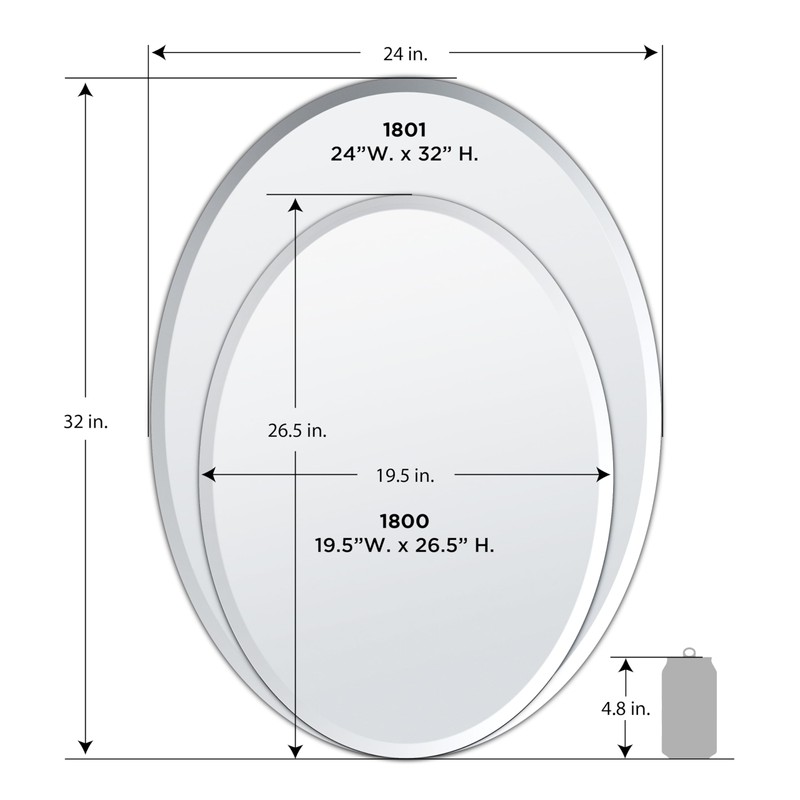 Gatco 1800 Bathroom Wall Mirror, 27"H x 20"W Modern mirror