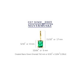 Silvershake 7X5mm Created Octagon Shape Nano Green Emerald 14K Yellow Gold Plated 925 Sterling Silver Hook Closure Earrings May Gemstone Birthstone Jewelry for Women