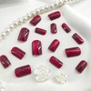 Burgundy Press on Nails Square Medium Fake Nails with Cat