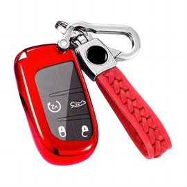 Z.MYUKI Compass Key Case with Key Fob for Jeep Compass 2017-2023 2024 Accessories Original (Red)