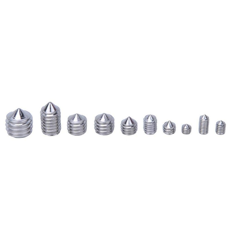 200Pcs Cone Point Grub Screw Kit M3/M4/M5/M6/M8 Stainless Steel Metric