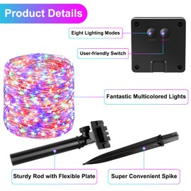 Brightever Outdoor Solar String Lights Waterproof, 2-Pack Total 80FT 200LED Solar Fairy Lights for Outside with 8 Lighting Modes, Solar Twinkle Lights for Yard, Christmas, Party (Multicolor)