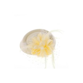 Yjcnelcr Fascinators Hats for Women,Cocktail Headwear with Flower,Mesh Veil Hair Clip Headpiece,Vintage Tea Party Hat Beige