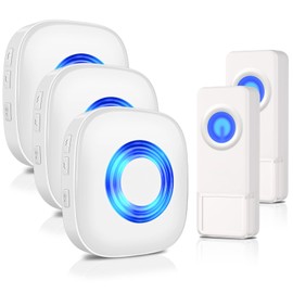 Wireless Doorbell with 3 Receivers 2 Buttons, PHYSEN Waterproof Door Bell Kits for Home Classroom, Operating at 1300-ft Range, 58 Ringtones & 5 Volume Levels with Mute Mode, Bright LED Indicator