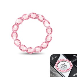 gunroil 1 PC Car One-Button Start Decorative Ring, 1.53" x 1.18" Oval Diamond Crystal Ignition Ring, Vehicle Interior Decorative Accessories, Universal for Most Cars, Trucks, SUVs (Pink)