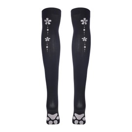 ABAFIP Women Cute Kawaii Cat Paw Print Thigh High Socks Kitten Claw Above Knee Sheer Hosiery Stockings Black One Size
