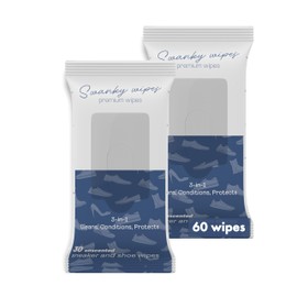Swanky Shoe Cleaner Wipes - Leather and Sneaker Cleaner, Removes Dirt, Grime and Stains, Quick & Easy Shoe Sole and Boot Cleaning Wipes, Essential Shoe Cleaning Supplies - Soft Wipes, 60 Count