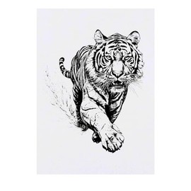 'Tiger Running' Temporary Tattoo - Water Resistant, Skin-Safe, Non-Toxic Transfer (TO00071101)