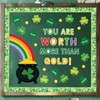 FYSUIMU St. Patrick's Day Bulletin Board Decor Shamrock Rainbow Gold
