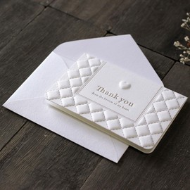 BAY LETTERPRESS Mini Message Cards, Thank You Cards, Bifold with Envelopes, Typography Print, Heart Embossed, THANK YOU, 3.6 x 2.2 inches (91 x 57 mm)