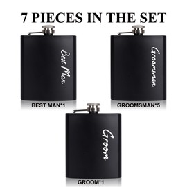 TEAM GROOM Groomsmen Gifts Hip Flasks for Liquor for Men 7 Pcs Grooomsmen proposal Bachelor Party Favors(WD-H)